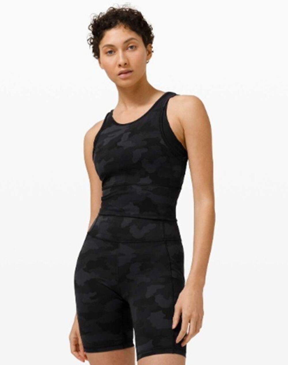 Lululemon Women's Sz 18 Power Pivot Tank Everlux 365 Camo Deep Coal Multi